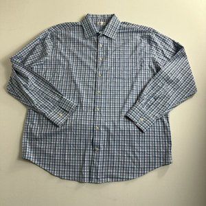 Peter Millar Summer Comfort Button Down Shirt‎ Long Sleeve Stretch Men's XL Blue